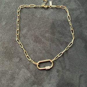 Brushed gold carabiner necklace